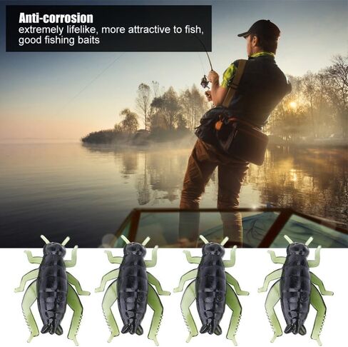 100PCS Soft Cricket Fishing Lures - Green PVC Artificial Baits for Bass Trout Catfish Panfish in Freshwater Saltwater in Kuwait