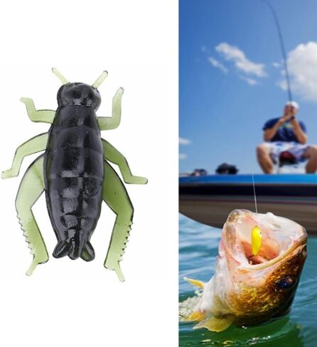 100PCS Soft Cricket Fishing Lures - Green PVC Artificial Baits for Bass Trout Catfish Panfish in Freshwater Saltwater in Kuwait