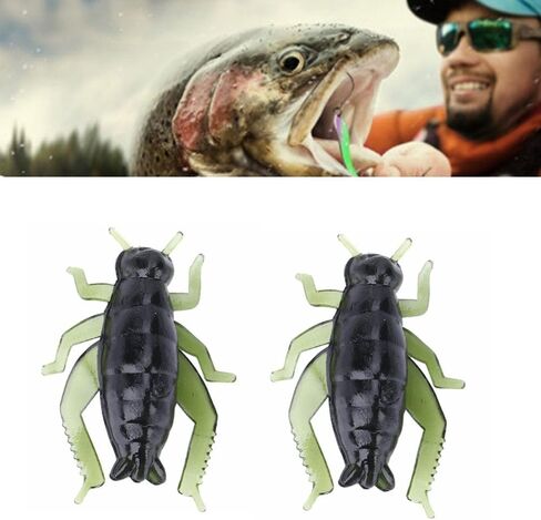 100PCS Soft Cricket Fishing Lures - Green PVC Artificial Baits for Bass Trout Catfish Panfish in Freshwater Saltwater in Kuwait