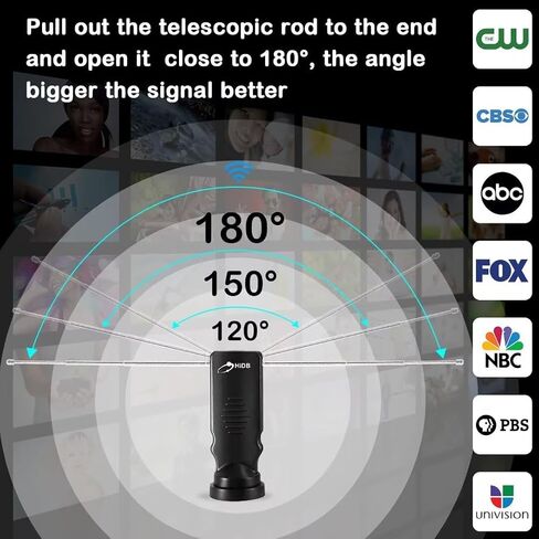 TV Antenna, Rabbit Ears TV Antenna, TV Antennas for Local Channels, Ultra HD 4K/1080p, Works with All Smart TVs, No Monthly Fees in Saudi Arabia