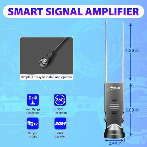 TV Antenna, Rabbit Ears TV Antenna, TV Antennas for Local Channels, Ultra HD 4K/1080p, Works with All Smart TVs, No Monthly Fees in Saudi Arabia