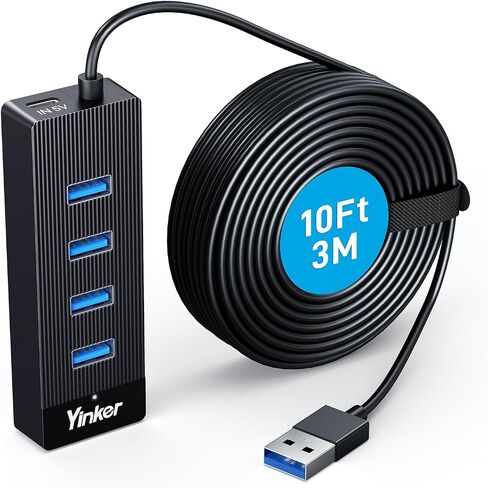 USB 3.0 Hub كابل طويل 10FT، 4 منافذ USB تمديد كابل بيانات USB Dock Extender لأجهزة الكمبيوتر المكتبية والكمبيوتر المحمول Mac، Windows، 5Gbps in Kuwait