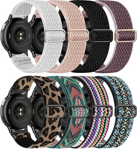 8 Pack Elastic Watch Band Compatible with Garmin Vivoactive 6 Watch Bands/5/3/3 Music/Venu Sq 2, 20mm Sport Quick Release Replacement Strap for Garmin Forerunner 55/165/245/645 Women Men in Saudi Arabia