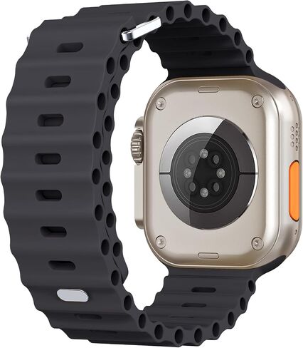 Compatible with Apple Watch Ocean Bands 38mm 40mm 41mm 42mm 44mm 45mm 46mm 49mm Soft Silicone Wristbands Replacement Strap for iWatch Ultra 2 Ultra SE Series 10 9 8 7 6 5 4 3 2 1 Women Men Black in Saudi Arabia