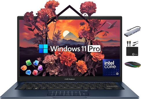 ASUS Vivobook Laptop 2025 Ultra Portable Business Computer, 14" FHD Display, 24GB RAM, 1TB Storage (512GB SSD + 500GB Ext), 6-Core Intel i3-1315U, MarxsolAccessory, Win 11 Pro, Lifetime Office 2024 in Saudi Arabia