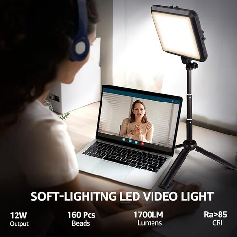 NiceVeedi LED Photography Lighting Kit, 2-Pack 8" Portable Video Light with 29" Adjustable Tripod Stand, 2800K-6500K Dimmable Softlight Studio Light for Zoom, Game Streaming, YouTube in Saudi Arabia