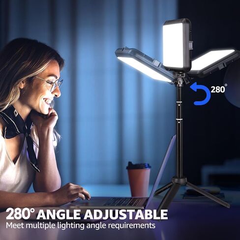 NiceVeedi LED Photography Lighting Kit, 2-Pack 8" Portable Video Light with 29" Adjustable Tripod Stand, 2800K-6500K Dimmable Softlight Studio Light for Zoom, Game Streaming, YouTube in Saudi Arabia
