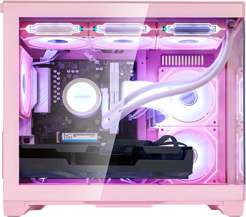 Macaron Gaming PC Desktop w/Mouse & Keyboard Pink, Ryzen 7 9700X, RTX 5070 12G, 32GB DDR5, 1TB SSD, 360mm AIO, 9 ARGB Fans & Software Controlled Fan Lights, 850W 80+ Gold PSU, Win 11 in Saudi Arabia