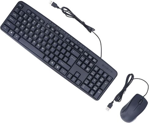 113 Keys Ergonomic Wired Keyboard and Mouse Combo for Desktop Computer with Stand, Adjustable Bevel Angle, Smooth Mouse, ABS Material in Saudi Arabia
