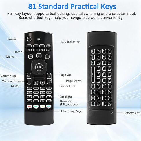2.4G Air Mouse & Keyboard Combo, Plug & Play 81 Keys Handheld Keypad Mouse Remote, Portable Wireless Controller for Android TV Box Projector Mini PC Home Use in Saudi Arabia