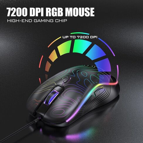 RedThunder 60% Gaming Wired Keyboard and Mouse Combo, Ultra-Compact 61 Keys RGB Backlit Mini Keyboard, Lightweight 7200 DPI Optical Mouse, RGB Gaming Set for PC MAC PS5 Xbox Gamer(Black Contour Line) in Saudi Arabia
