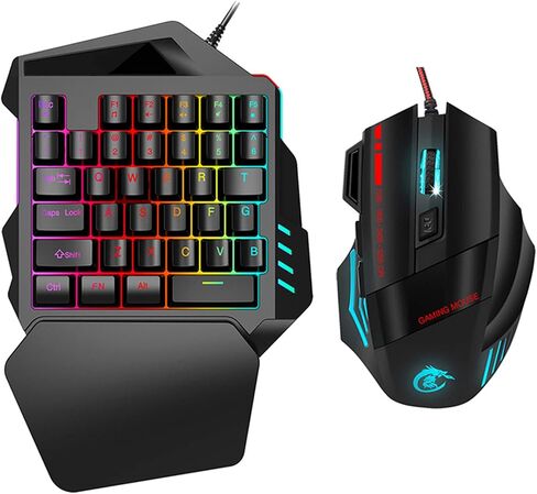 Gaming Mouse Keyboard Set Durable LED Backlight for //OS X, Convenient One-handed for PC in Saudi Arabia