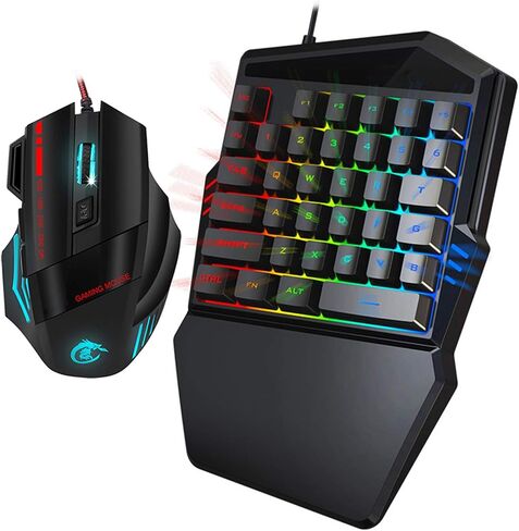 Gaming Mouse Keyboard Set Durable LED Backlight for //OS X, Convenient One-handed for PC in Saudi Arabia
