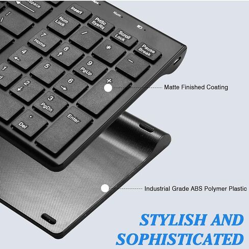 Rechargeable Wireless Keyboard Mouse, KYFLAG Slim Thin Low Profile Keyboard and Mouse Combo with Numeric Keypad Silent Keys for LG V60 ThinQ 5G UW - Black in Saudi Arabia