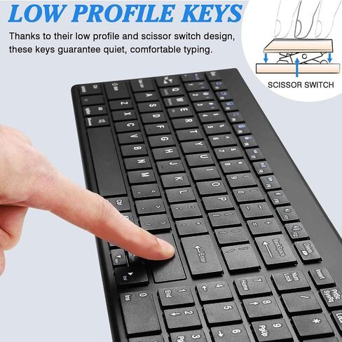 Rechargeable Wireless Keyboard Mouse, KYFLAG Slim Thin Low Profile Keyboard and Mouse Combo with Numeric Keypad Silent Keys for LG V60 ThinQ 5G UW - Black in Saudi Arabia