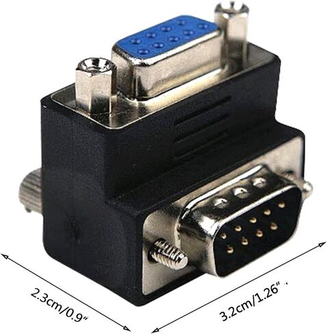 90 Degree DB9 9 Pin 232 Male to Female Serial Gender Changer Extension Cable Converter Adapter Coupler, Black in Saudi Arabia