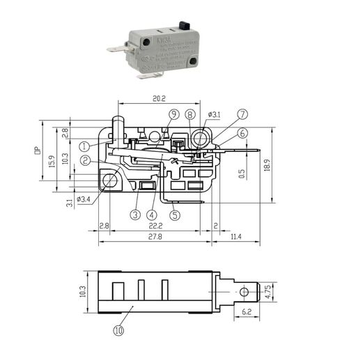 EXP499 Microwave Door Switch (NC) Normally Closed Replaces WB24X25397, WB24X817, WB24X10112, AP6037282, PS11766871 in Saudi Arabia
