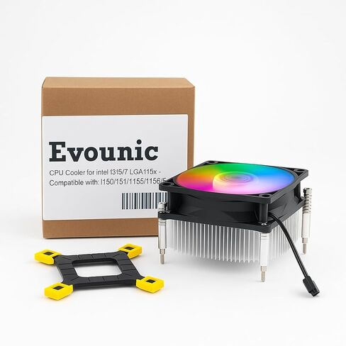 80mm RGB Heatsink CPU Cooler with Universal Bracket - Compatible Intel i3/i5/i7 LGA 115x 1150 1151 1155 1156 1200 Quiet Fan & Aluminum Heatsink 4pin with Temperature Control Easy Install for Desktop in Saudi Arabia