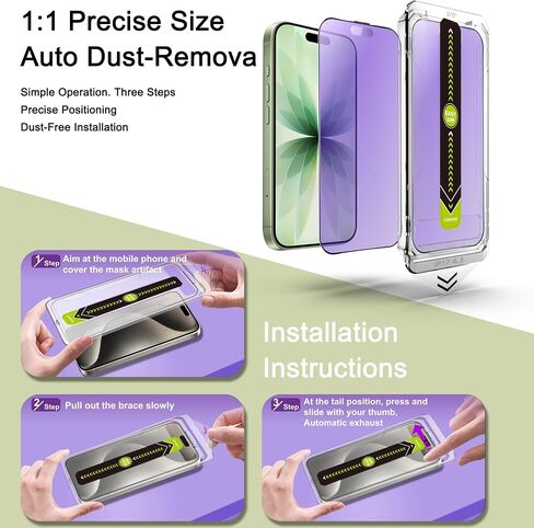 2-Pack Anti Blue Light Blocking Matte Screen Protector for iPhone 17/16 Pro (6.3-Inch),Anti-Glare,9H Tempered Glass,Full Coverage,Anti-Fingerprint,Auto Dust Removal,Bubble-Free in Kuwait