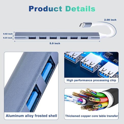 7 منافذ USB C إلى USB Hub، 7 منافذ USB 3.0 Hub و3 محولات in Kuwait