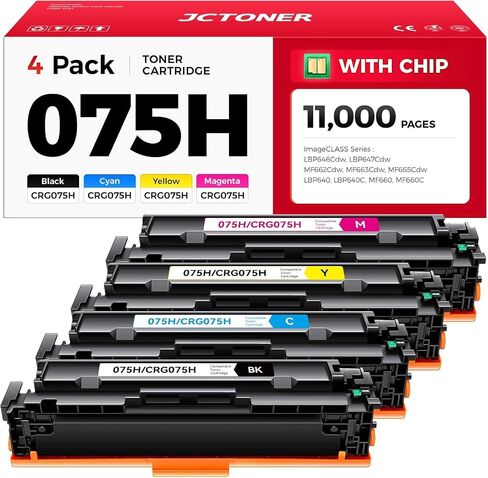 075H Toner Cartridge 4-Pack with Chip Replacement for Canon 075H 075 Toner Compatible with Canon LBP646Cdw MF665Cdw MF662Cdw MF664Cdw LBP647Cdw LBP640 MF660 Laser Printer Ink Black Cyan Yellow Magenta in Saudi Arabia