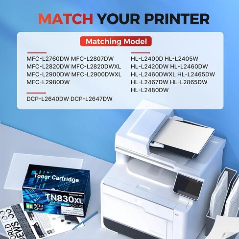 TN830XL Toner for Brother Printer DCP-L2640DW HL-L2460DW TN830 4 Pack Black in Saudi Arabia