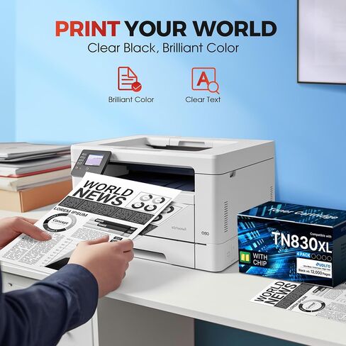 TN830XL Toner for Brother Printer DCP-L2640DW HL-L2460DW TN830 4 Pack Black in Saudi Arabia