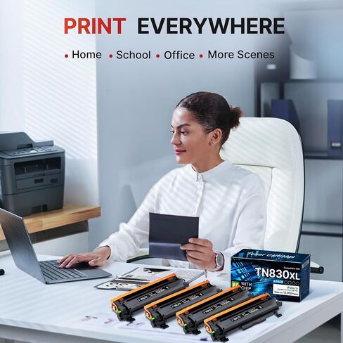 TN830XL Toner for Brother Printer DCP-L2640DW HL-L2460DW TN830 4 Pack Black in Saudi Arabia