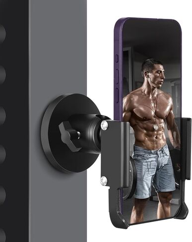 Vinkqiado Gym Magnetic Phone Holder, All Metal Magnet Base Phone Mount for Gym Equipment, Tractor, Refrigerator, Forklift, or Any Ferrous Metal Surface, Compatible with All Smartphones in Saudi Arabia