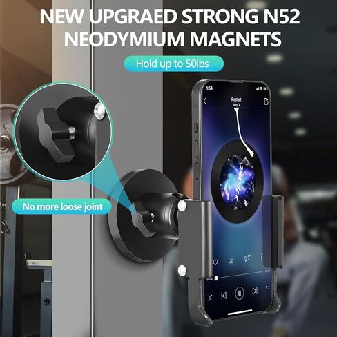 Vinkqiado Gym Magnetic Phone Holder, All Metal Magnet Base Phone Mount for Gym Equipment, Tractor, Refrigerator, Forklift, or Any Ferrous Metal Surface, Compatible with All Smartphones in Saudi Arabia