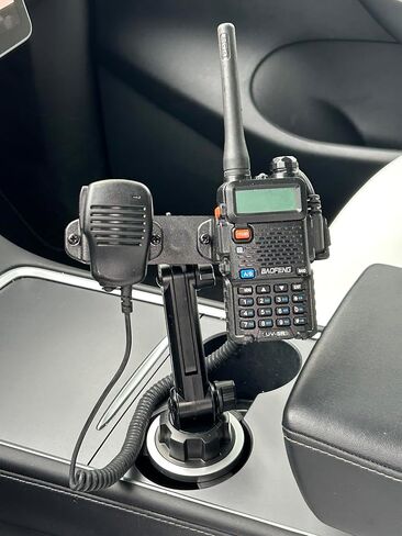 Lido Cup Holder Mount with Mic Holder, Black, Compatible with Anytone, BaoFeng, Icom, Kenwood, Yaesu Handheld Radios in Kuwait