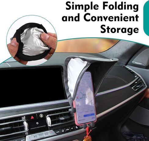 Cell Phone Sunshade, High-elasticity Skeleton Anti-glare Phone Holder Sun Shade Cover, Portable Foldable Sunscreen Shield, Universal for Most Cars Motorcycles (Black) in Saudi Arabia
