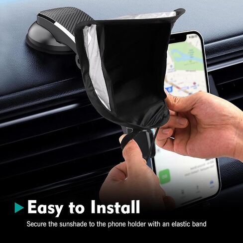 Cell Phone Sunshade, High-elasticity Skeleton Anti-glare Phone Holder Sun Shade Cover, Portable Foldable Sunscreen Shield, Universal for Most Cars Motorcycles (Black) in Saudi Arabia