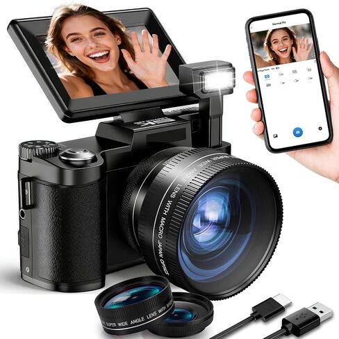 5K Digital Camera with Wide-Angle Lens, Vlogging Camera for Photography in Saudi Arabia