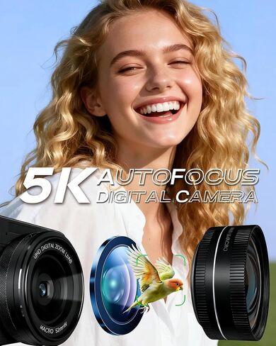 5K Digital Camera with Wide-Angle Lens, Vlogging Camera for Photography in Saudi Arabia