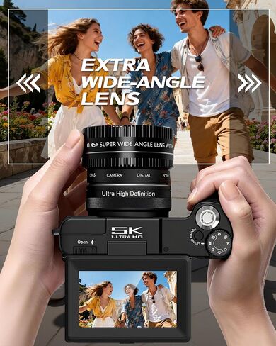 5K Digital Camera with Wide-Angle Lens, Vlogging Camera for Photography in Saudi Arabia