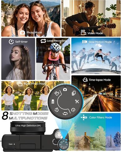 5K Digital Camera with Wide-Angle Lens, Vlogging Camera for Photography in Saudi Arabia