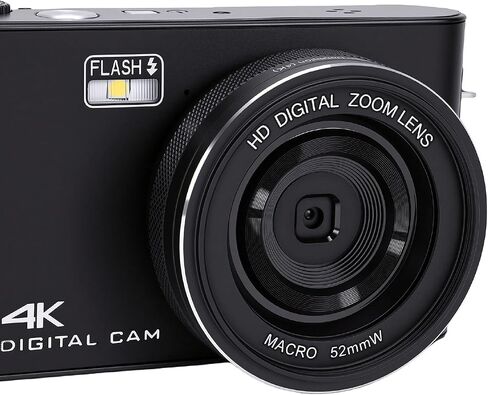 64MP 4K Digital Camera, 3 Inch TFT Touch LCD Screen Auto Focus Vlogging Camera with 18X Zoom LED Flash 5 White Balance Modes, for Photography Video Recording (Black) in Saudi Arabia