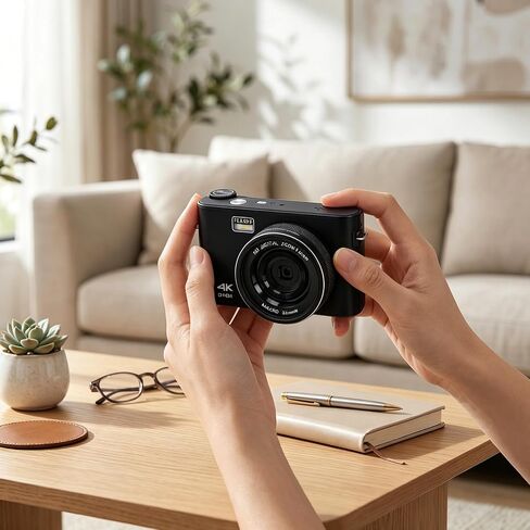 64MP 4K Digital Camera, 3 Inch TFT Touch LCD Screen Auto Focus Vlogging Camera with 18X Zoom LED Flash 5 White Balance Modes, for Photography Video Recording (Black) in Saudi Arabia