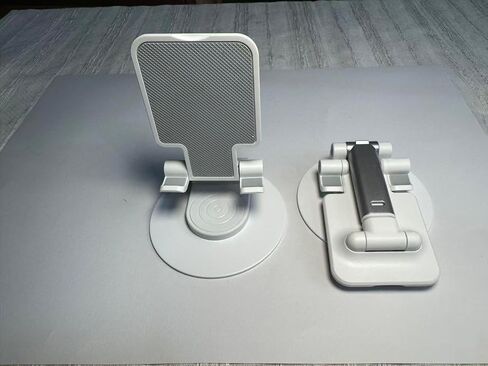 Cell Phone Stand, 360 Rotating Phone Stand, Fully Adjustable and Foldable Desktop Phone Stand. The Base of The Stand is Suitable for All Types of Mobile Phones. (White) in Saudi Arabia