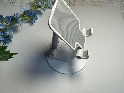 Cell Phone Stand, 360 Rotating Phone Stand, Fully Adjustable and Foldable Desktop Phone Stand. The Base of The Stand is Suitable for All Types of Mobile Phones. (White) in Saudi Arabia