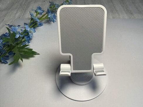 Cell Phone Stand, 360 Rotating Phone Stand, Fully Adjustable and Foldable Desktop Phone Stand. The Base of The Stand is Suitable for All Types of Mobile Phones. (White) in Saudi Arabia