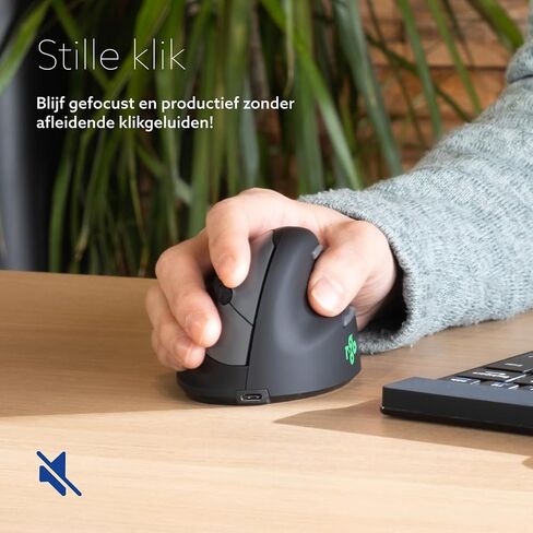 R-Go HE Vertical Ergonomic Mouse, Wireless Bluetooth 5.0, for Large Hand, with Break Software, Prevents Tennis Elbow/Mouse Arm RSI, Silent Click, 5 Buttons - Compatible Windows/MacOS, Black in Kuwait