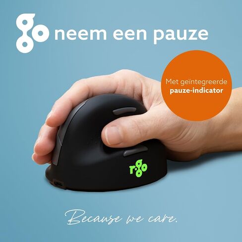 R-Go HE Vertical Ergonomic Mouse, Wireless Bluetooth 5.0, for Large Hand, with Break Software, Prevents Tennis Elbow/Mouse Arm RSI, Silent Click, 5 Buttons - Compatible Windows/MacOS, Black in Kuwait