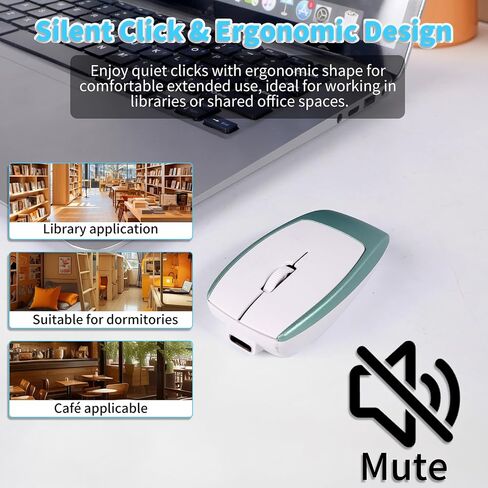 elec Space Mini Bluetooth Wireless Mouse with TF Card Reader, Rechargeable, Silent Click, Portable for Laptop, PC, Travel, Office & Home Use (Green) in Saudi Arabia