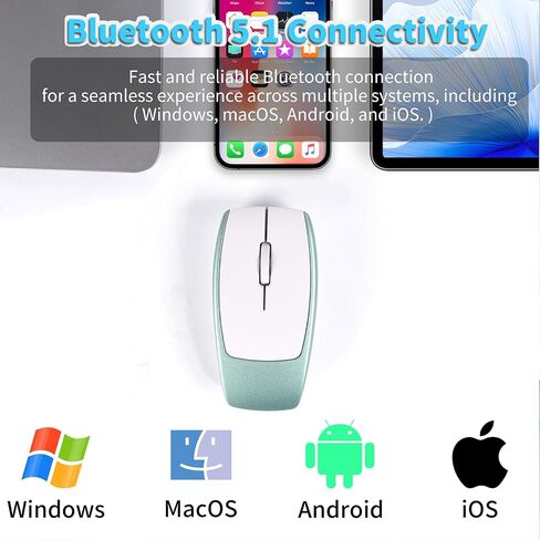 elec Space Mini Bluetooth Wireless Mouse with TF Card Reader, Rechargeable, Silent Click, Portable for Laptop, PC, Travel, Office & Home Use (Green) in Saudi Arabia