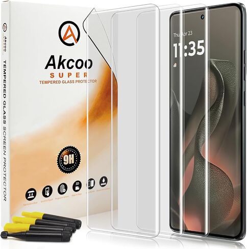 Screen Protector for Motorola Edge 2025, 3 Pack, Tempered Glass LOCA UV Set, Edge to Edge Protection, 9H Scratch Resistant, Touch Sensitive, Fingerprint-ID Support in Saudi Arabia