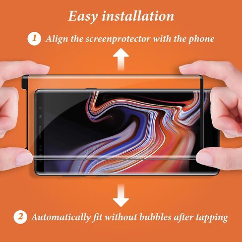 2 Pack Screen Protector for Samsung Galaxy Note 9 6.4 Inch, HD Clear Tempered Glass, Easy Installation, High Sensitivity, Case Friendly in Saudi Arabia