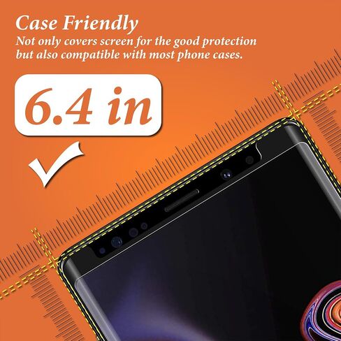 2 Pack Screen Protector for Samsung Galaxy Note 9 6.4 Inch, HD Clear Tempered Glass, Easy Installation, High Sensitivity, Case Friendly in Saudi Arabia