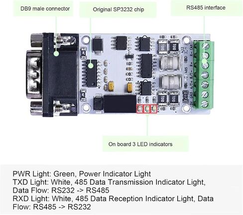 Fabater Bidirectional RS232 to RS485 Serial Converter Adapter with Overcurrent Protection for Data Transmission 1 Unit in Saudi Arabia